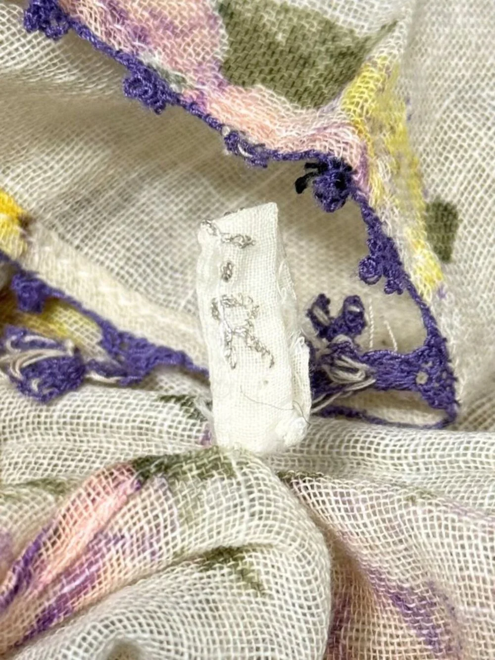 45Rpm 45R Baby Line Beige Multicolor Floral Print Cotton Scarf